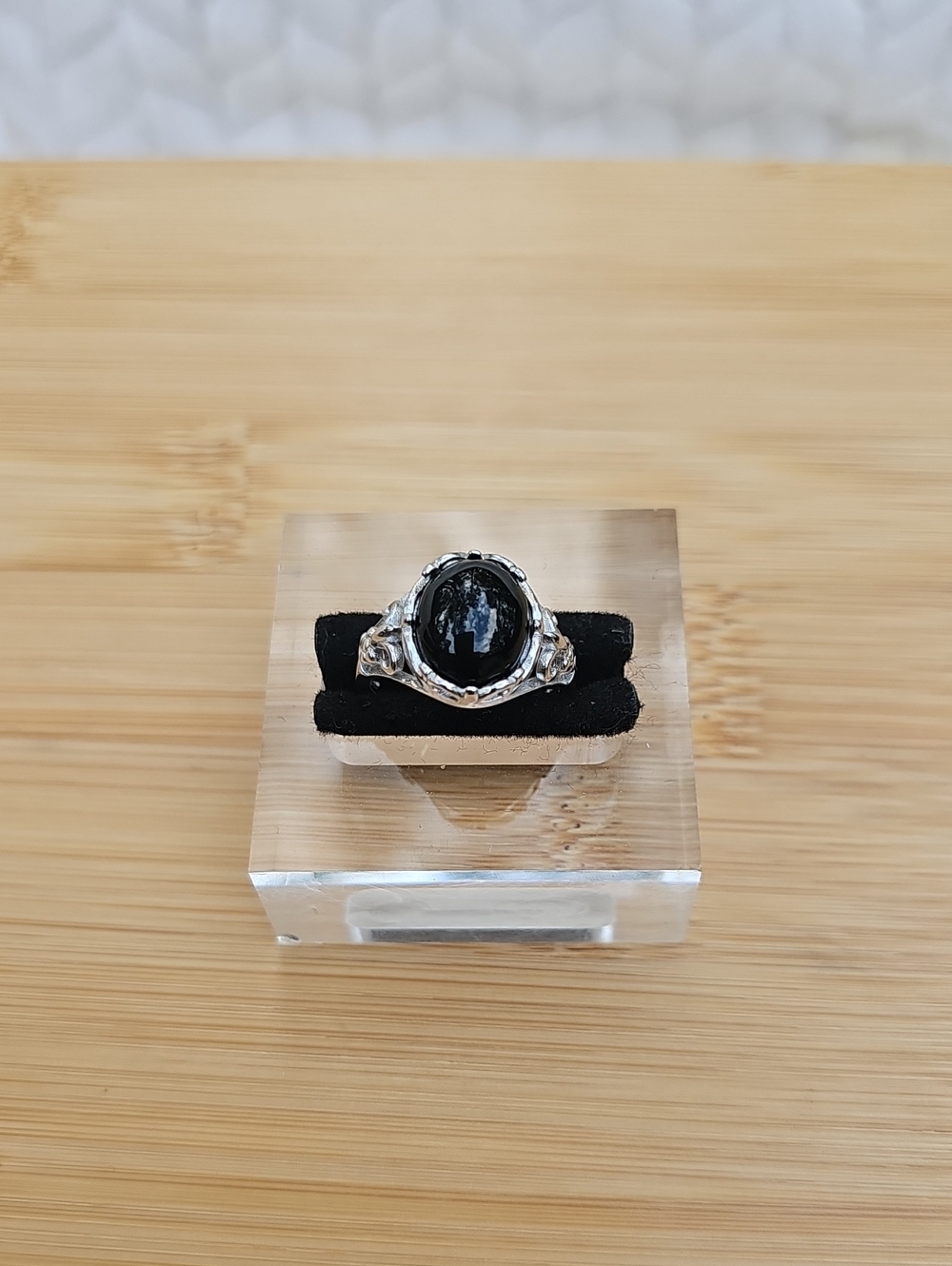Black Onyx Sterling Silver Oval Ring